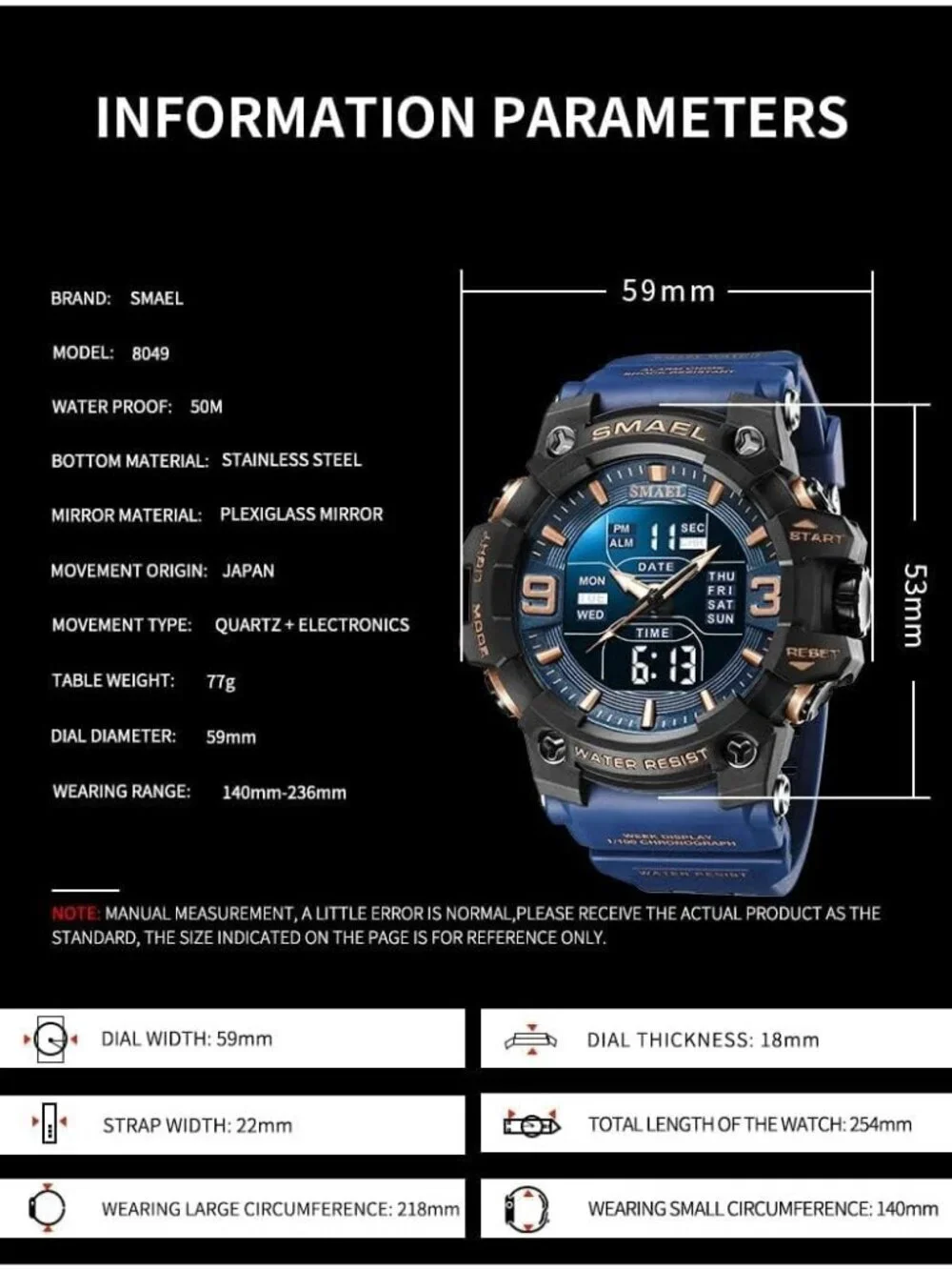 Men's Red And Black Analog Quartz S-Shock Waterproof Sports LED Digital Watch